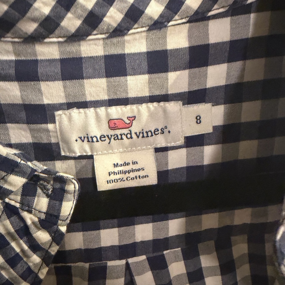 Vineyard Vines Blue & White Gingham Short Sleeve Shirt Dress - Picture 2 of 3
